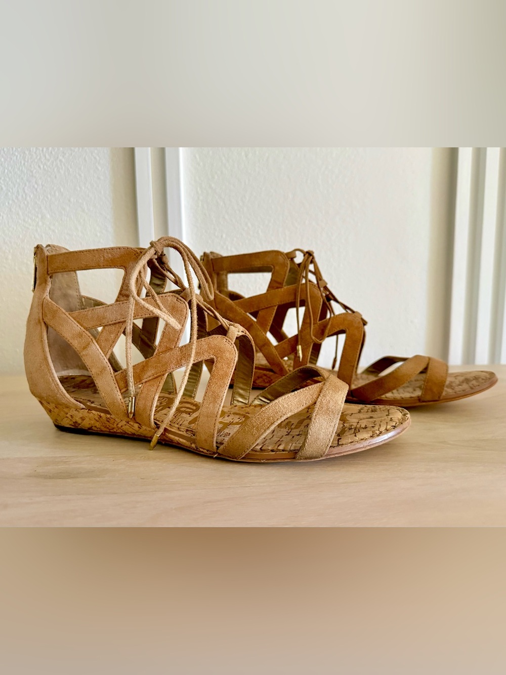 Sam Edelman Dawson Cork Wedge Gladiator Sandals — Size 9.5